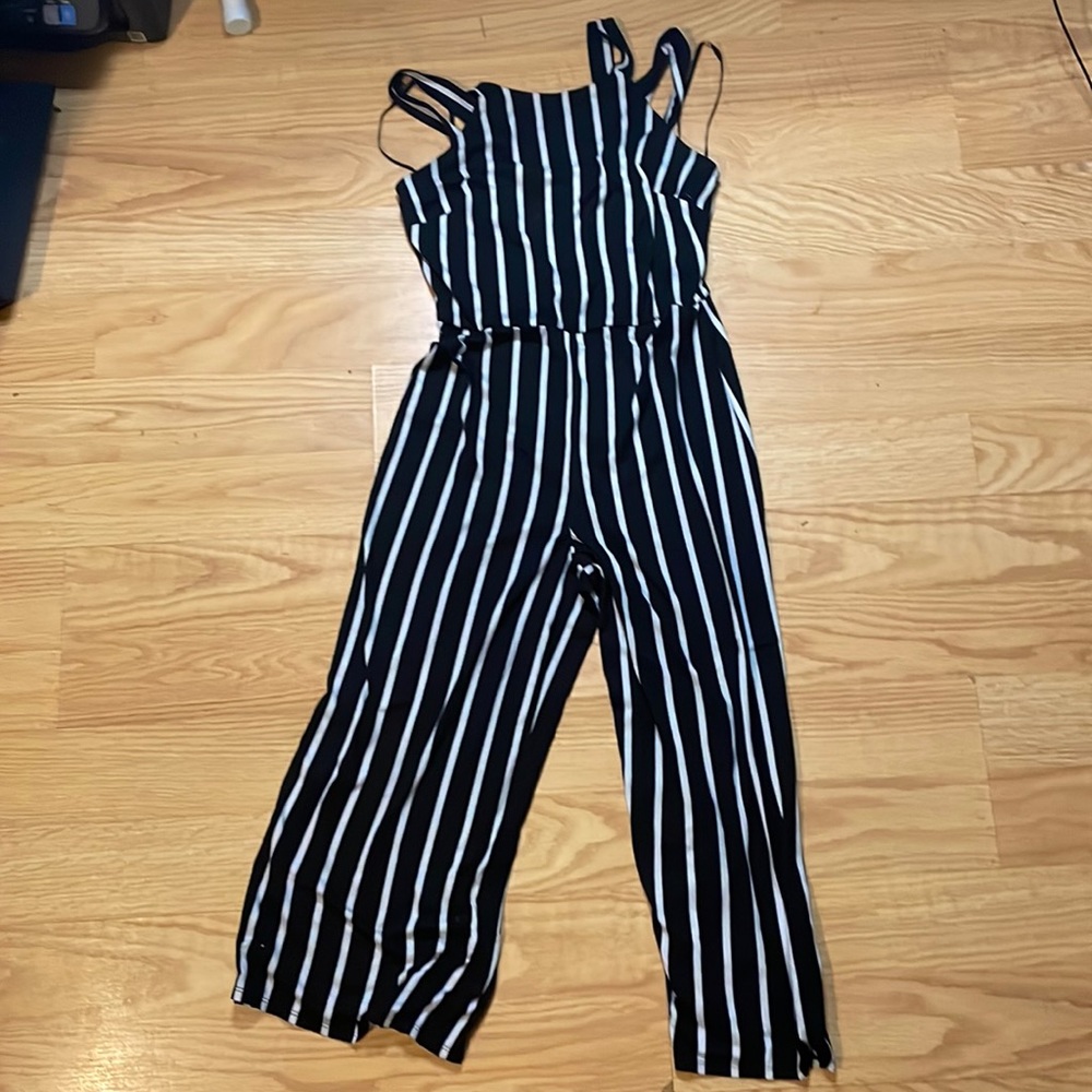 Boy & Boy | Black and White Striped Jumpsuit | Size: M